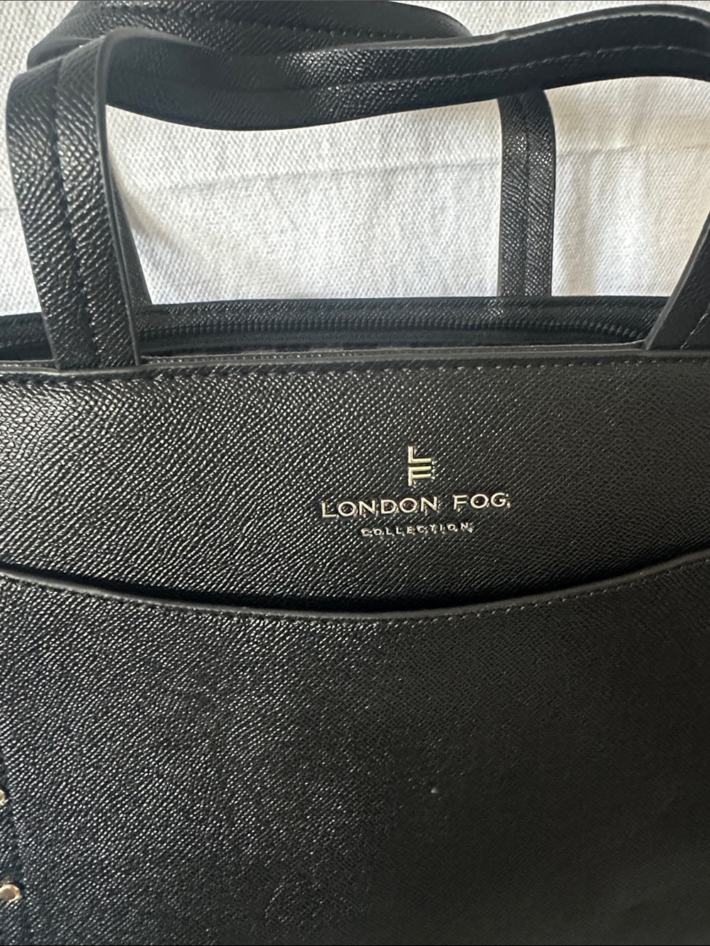 London Fog Black Tote with Gold Stud Details